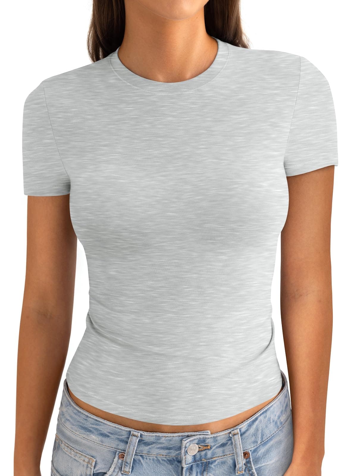 Rib-Knit Fitted Crop Tee